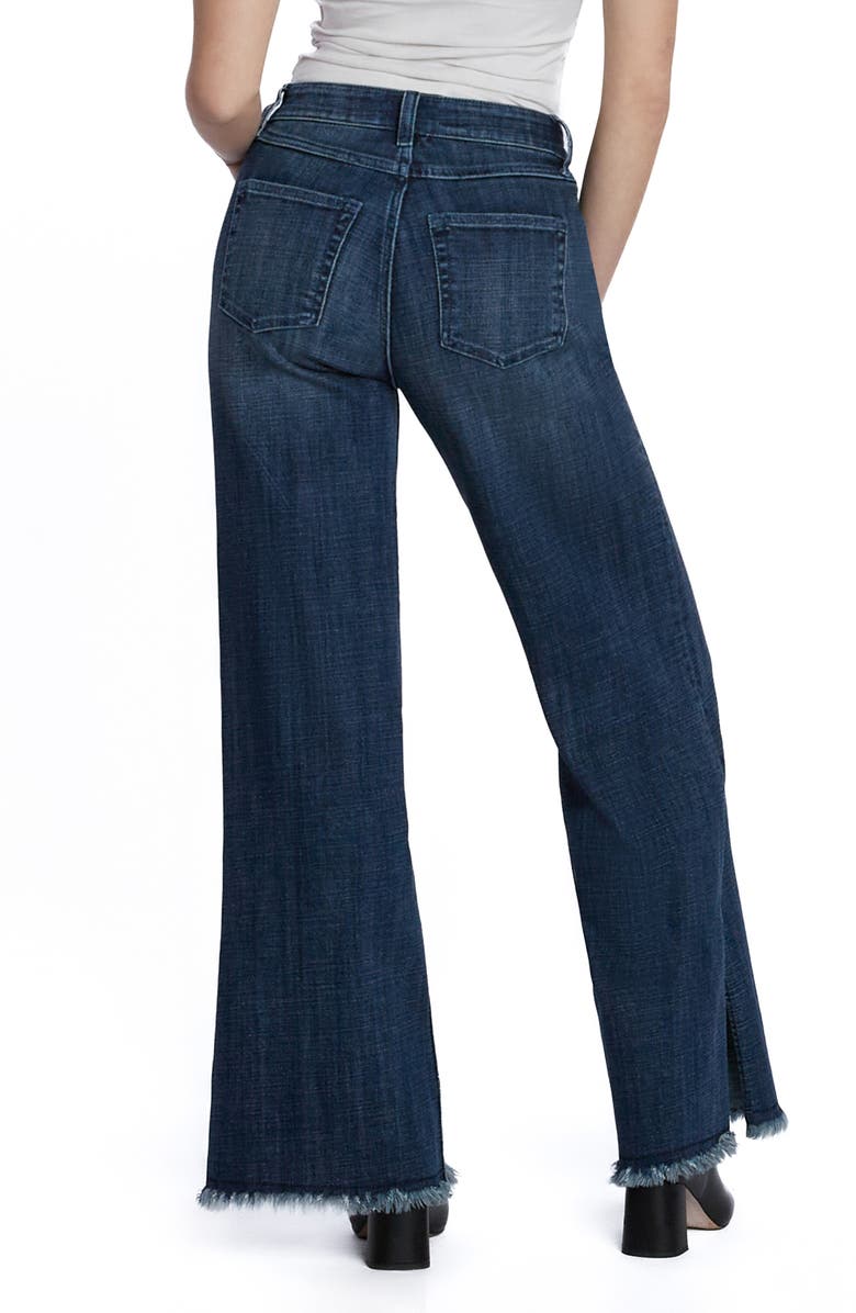 HINT OF BLU Frayed Split Hem Mid Rise Wide Leg Jeans, Alternate, color, Market Blue