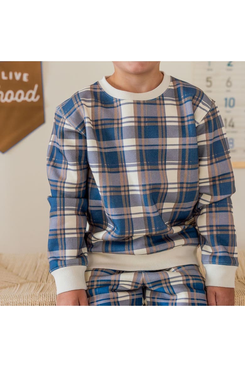 Navy Plaid Sweatshirt, Alternate, color, Navy
