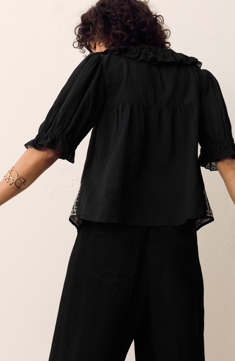 PER UNA BY M&S Embroidered Lace Collar Top, Alternate, color, Black/ Multi