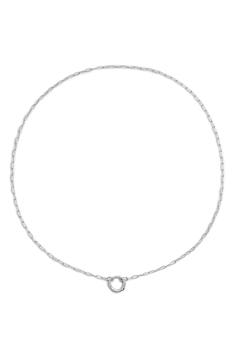 Monica Vinader Oval Chain Link Charm Necklace, Main, color, Sterling Silver