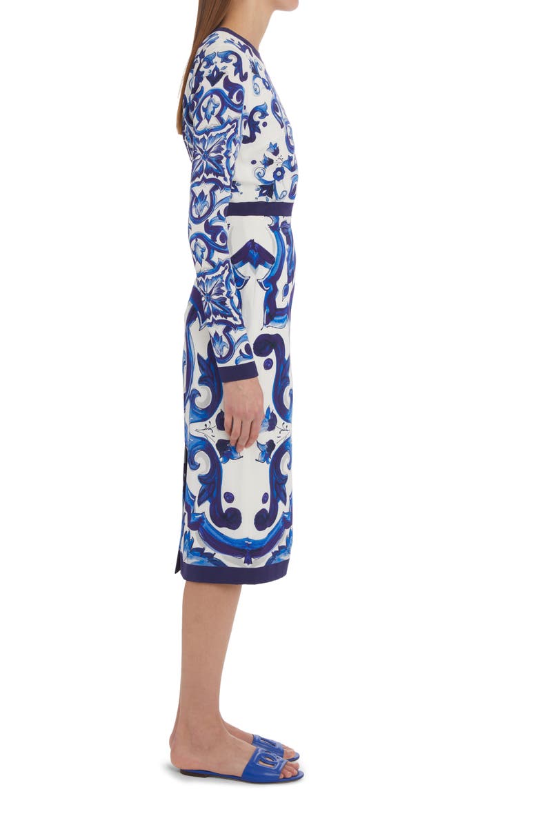 Dolce&Gabbana Majolica Long Sleeve Dress, Alternate, color, 