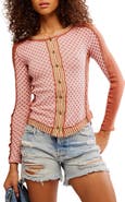 Free People Instant Classic Floral Print Cotton Button-Up Knit Top