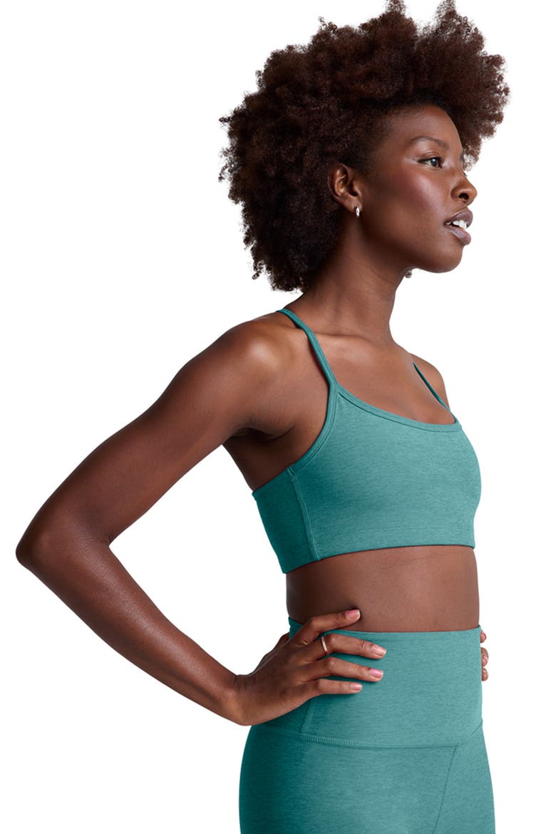 Space Dye Slim Racerback Sports Bra, Alternate, color, DEEP AQUA HEATHER