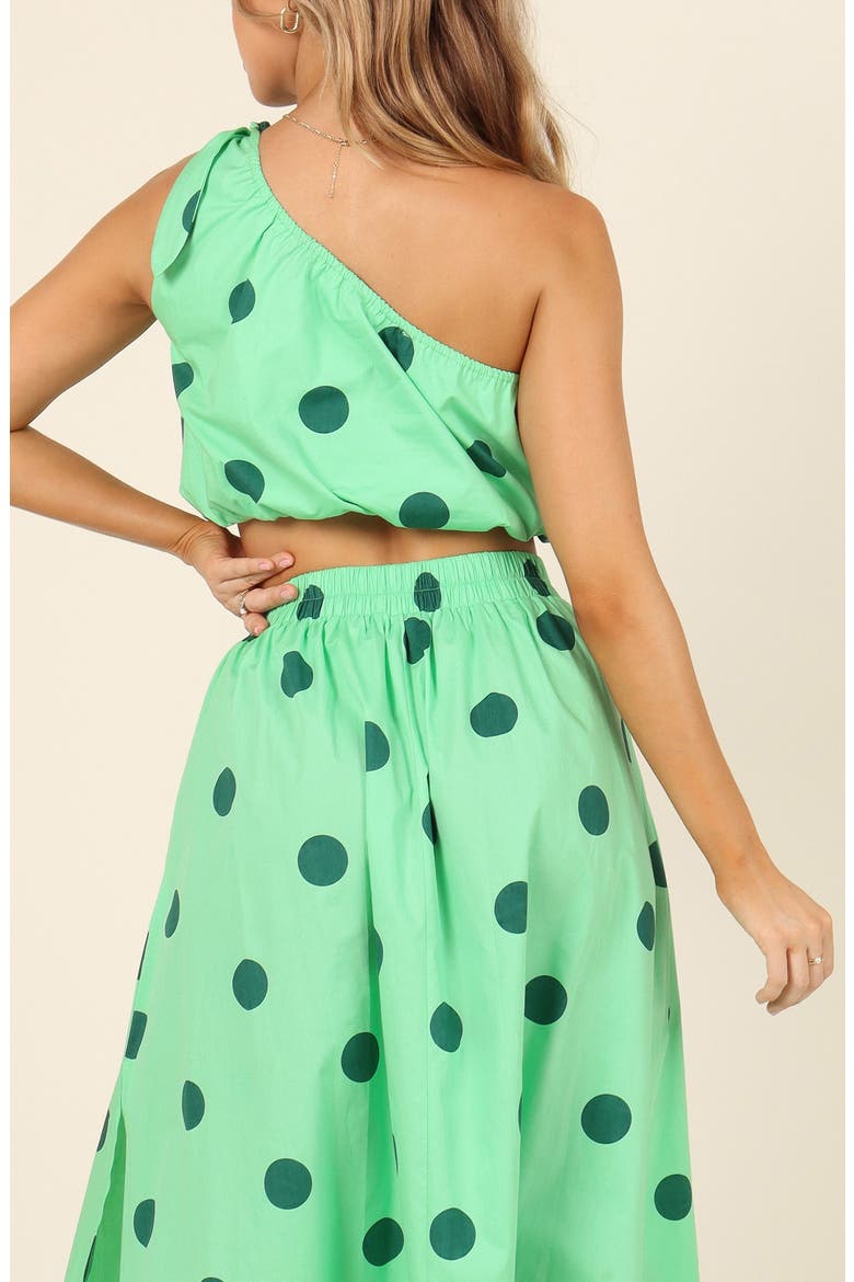 Philippa One-Shoulder Bubble Crop Top, Alternate, color, GREEN SPOT