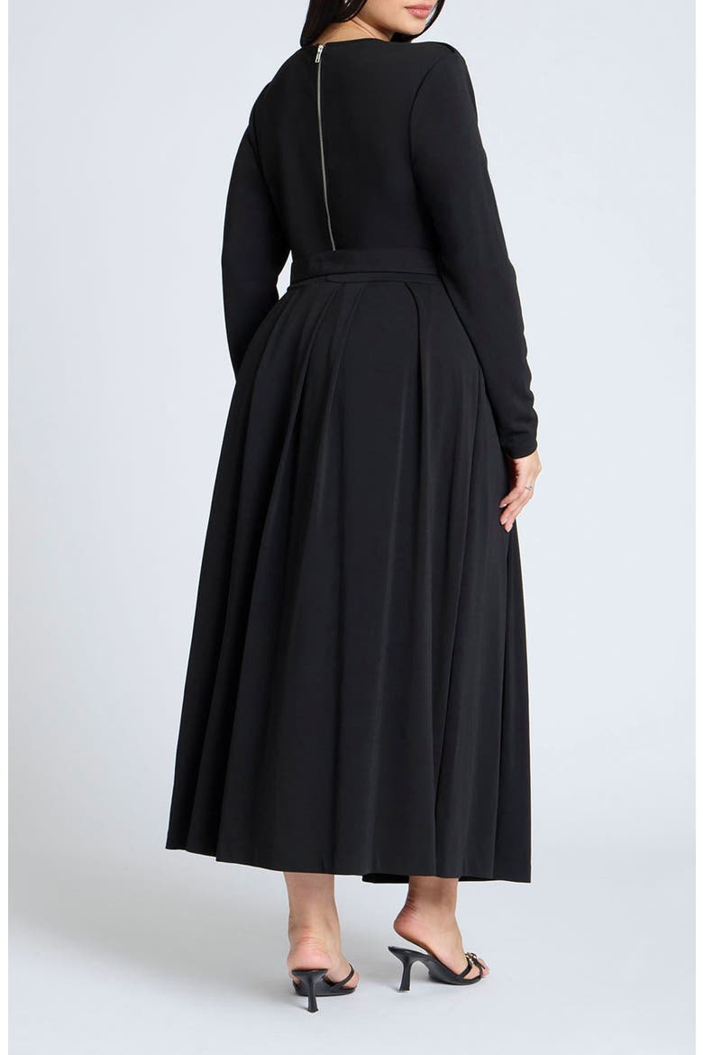 Epaulet Pleated Maxi Dress, Alternate, color, BLACK ONYX