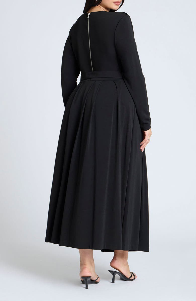 ELOQUII Epaulet Pleated Maxi Dress, Alternate, color,