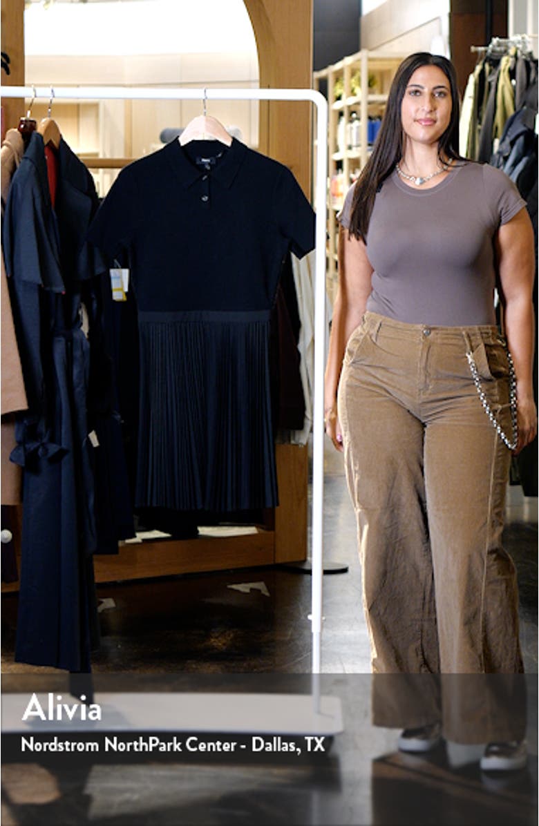 Pleated Mixed Media Polo Dress, sales video thumbnail