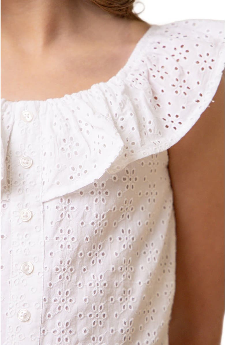Hope & Henry Girls' Organic Eyelet Ruffle Romper, Kids, Alternate, color, 