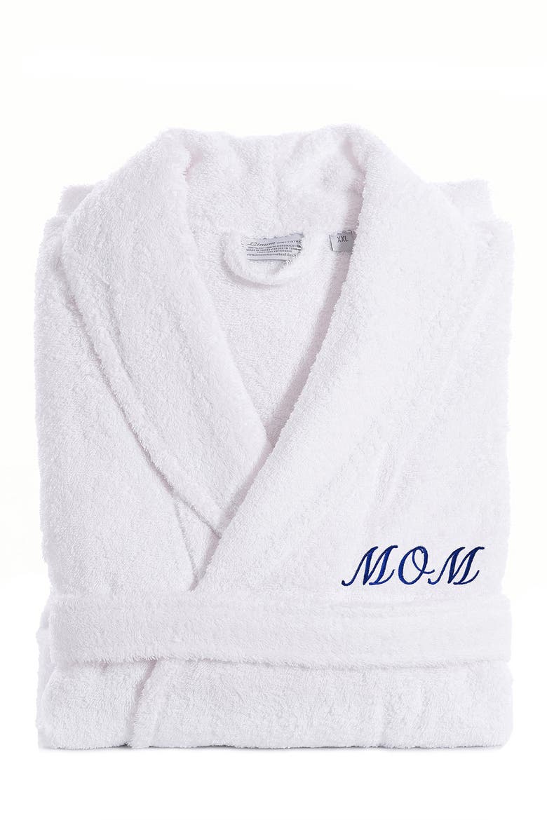 Terry Embroidered Bathrobe, Alternate, color, WHITE
