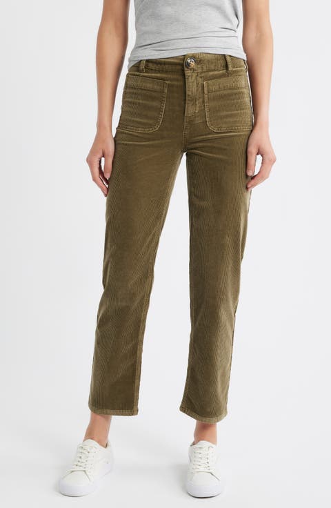 Soho Patch Pocket Straight Leg Corduroy Pants