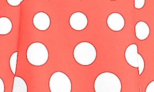 London Times Dot Fit & Flare Dress In Coral White