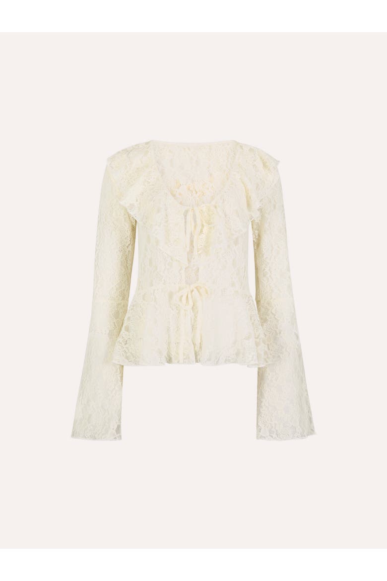 Lace Ruffle Cardigan, Alternate, color, Cream