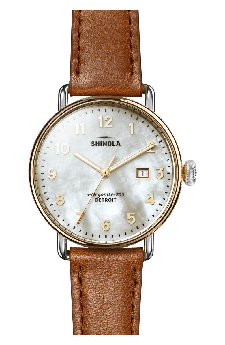 Shinola Canfield Leather Strap Watch, 38mm, Main, color, 
