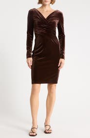 Eliza J Velvet Long Sleeve Body-Con Dress