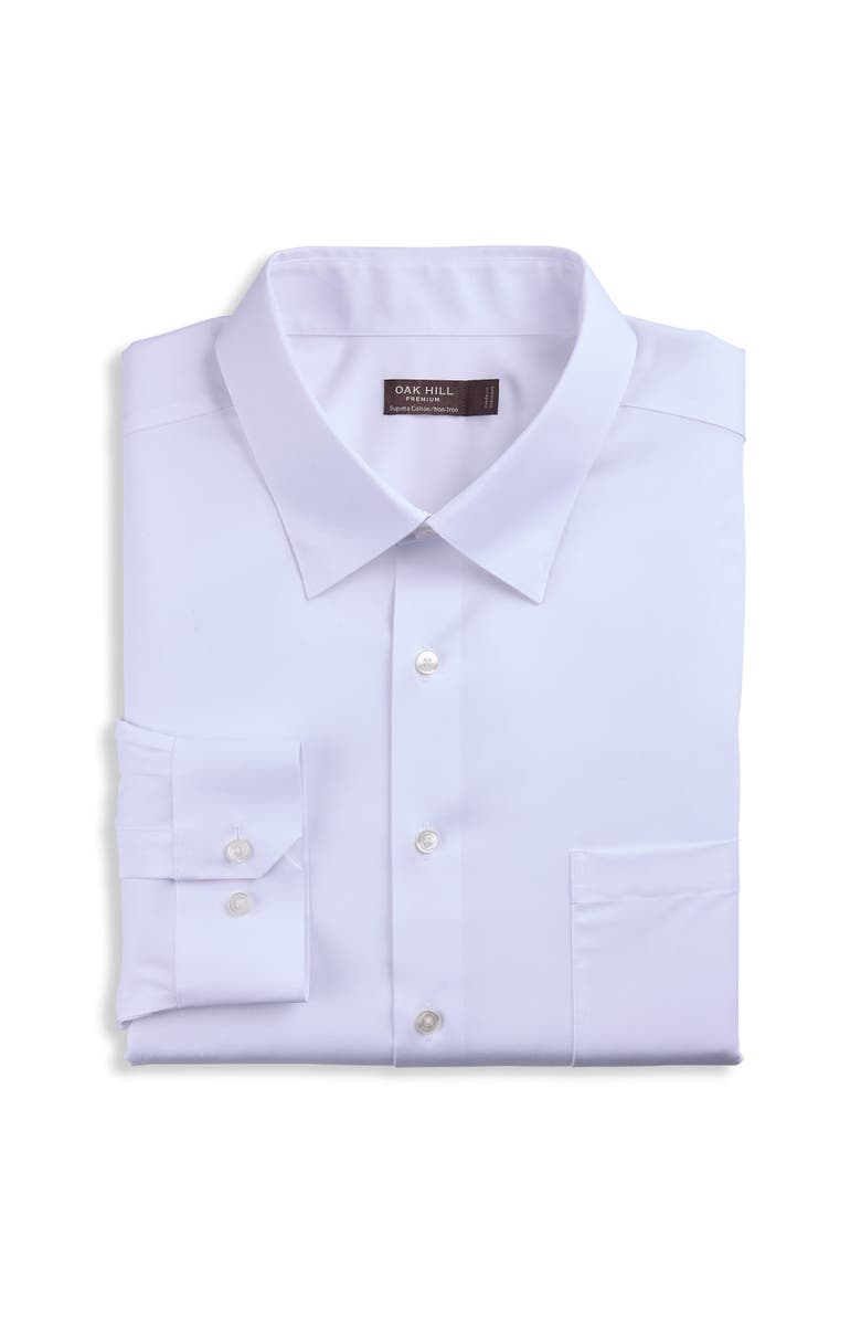 Oak Hill Premium by DXL Big 
Tall Stretch Pinpoint Dress Shirt, Main, color, White