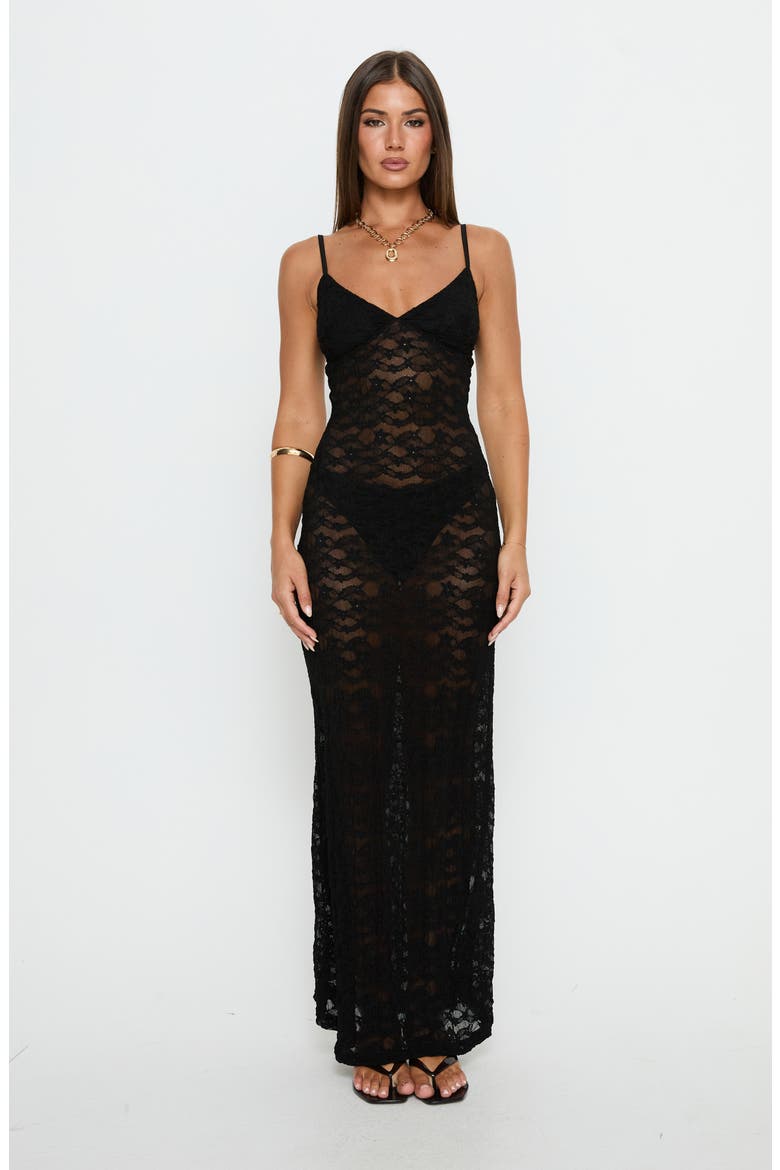 Blackpool Lace V-Neck Maxi Dress, Alternate, color, BLACK