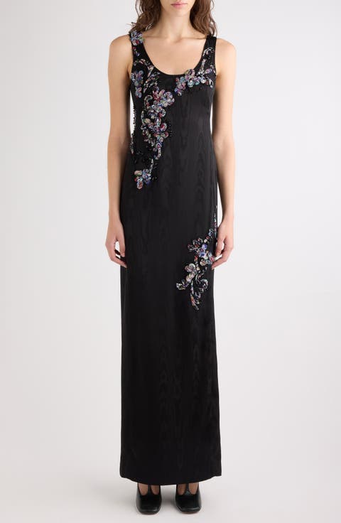 Debant Bead Embellished Moiré Column Dress