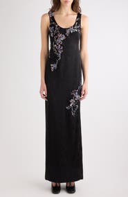 Dries Van Noten Debant Bead Embellished Moiré Column Dress