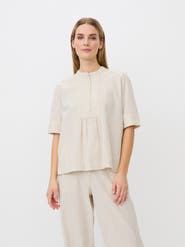 Masai Copenhagen MaBeyora Mandarin Collar Textured Blouse
