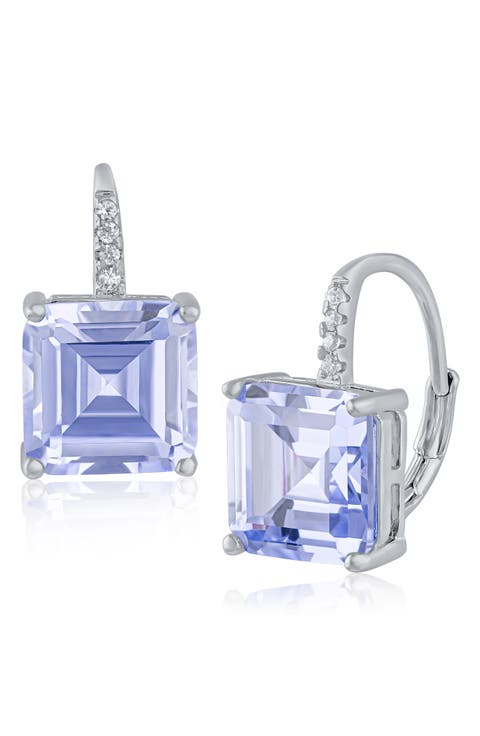 Asscher Cut Cubic Zirconia Lever Back Earrings