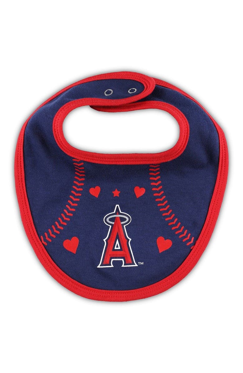 Outerstuff Newborn & Infant Red/Navy Los Angeles Angels Three-Piece Love of Baseball Bib Bodysuit & Booties Set, Alternate, color, Red