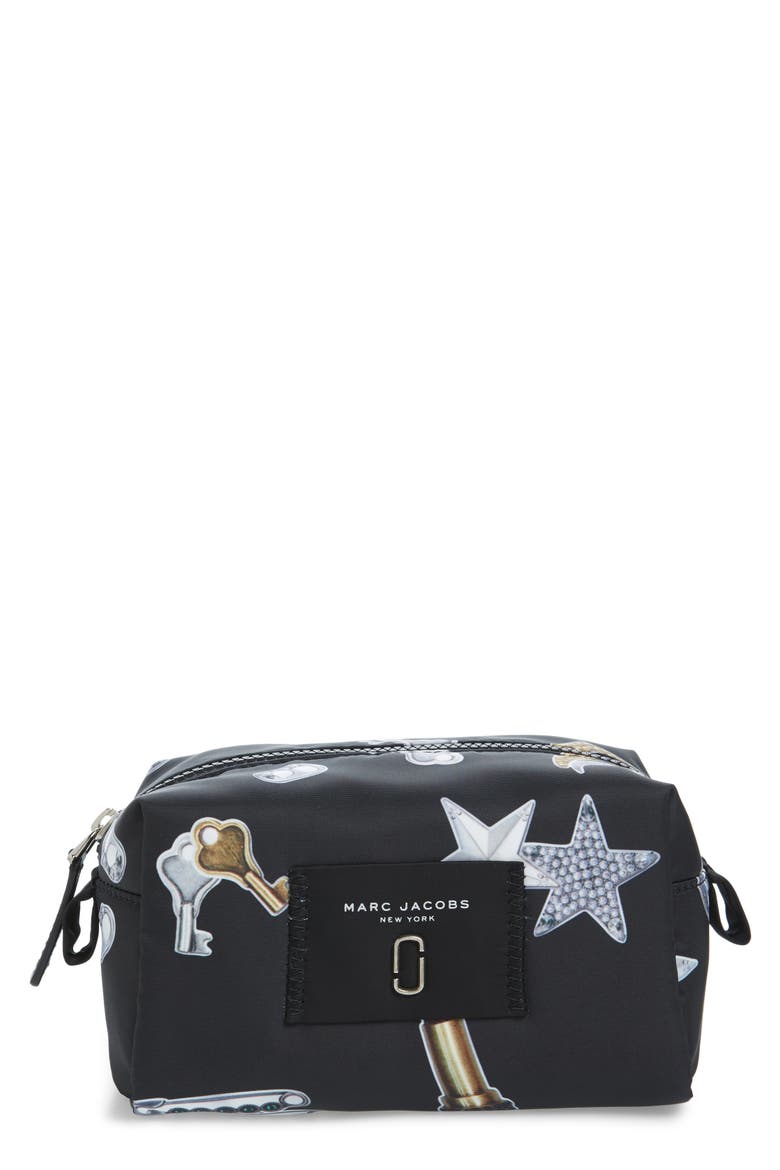 Tossed Charms Cosmetics Case, Main, color, BLACK MULTI