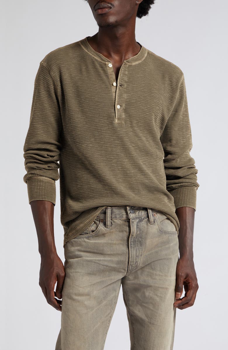 Double RL Long Sleeve Waffle Henley, Main, color, 