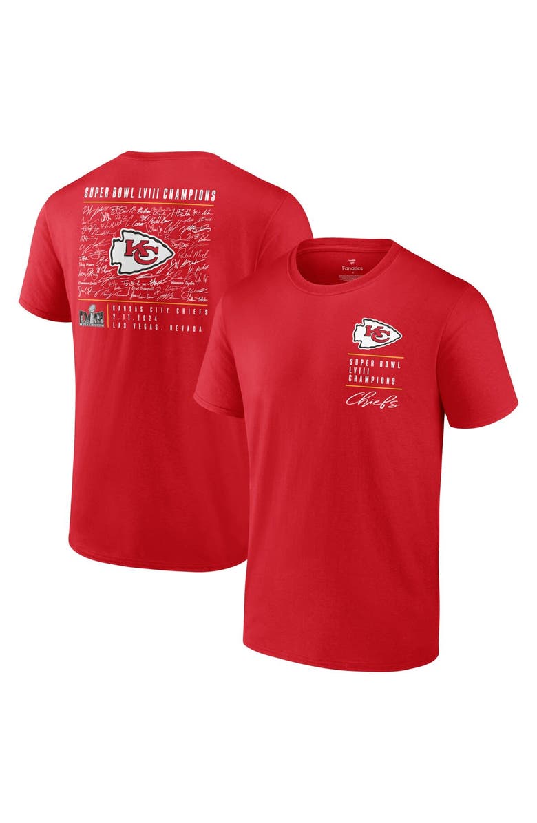 FANATICS Men's Fanatics Branded Red Kansas City Chiefs Super Bowl LVIII Champions Roster Autograph Signing T-Shirt, Main, color,
