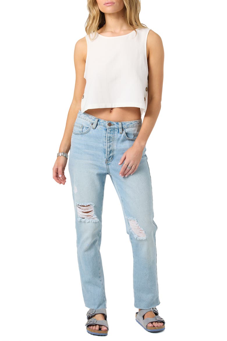 Sanders Side Button Crop Tank, Alternate, color, WHITE