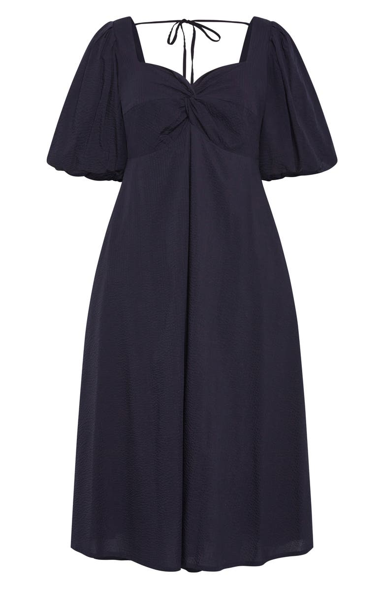 City Chic Makenzie Puff Sleeve Midi Dress, Alternate, color, Navy
