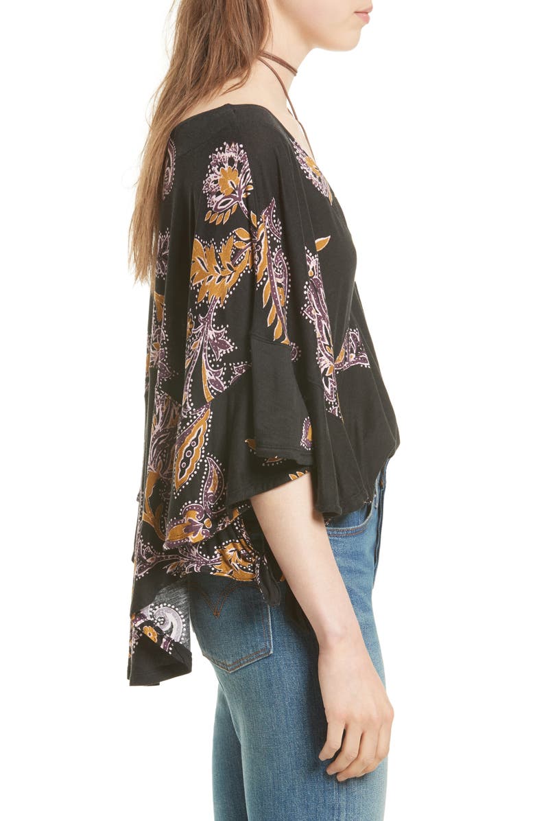 Free People Mauie Wowie Palm Print Top, Alternate, color, Black