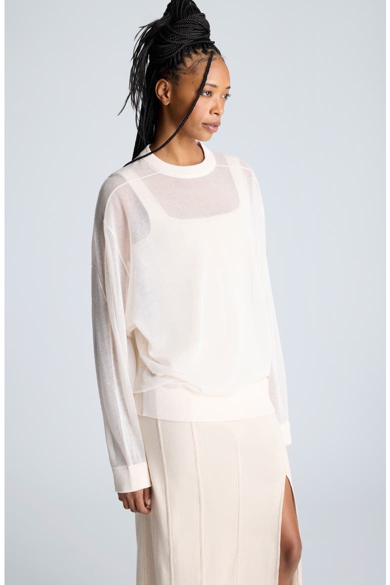 Oversize Sheer Crewneck Top, Alternate, color, OYSTER