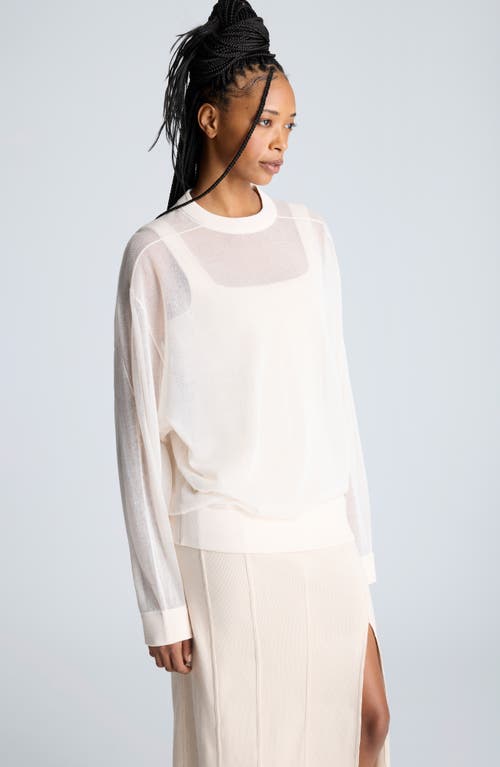 Kenneth Cole Sheer Oversized Crewneck Sweatshirt In Oyster
