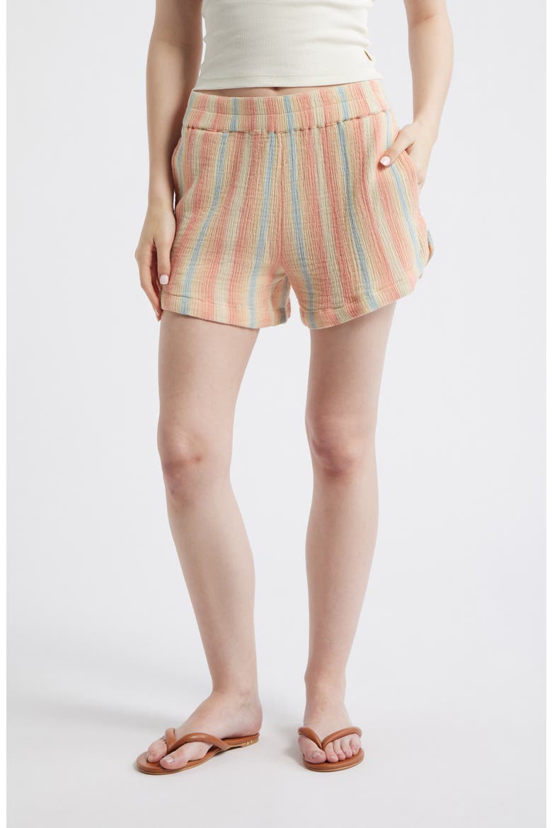 Premium Surf Stripe Cotton Shorts, Main, color, PEACH MULTI