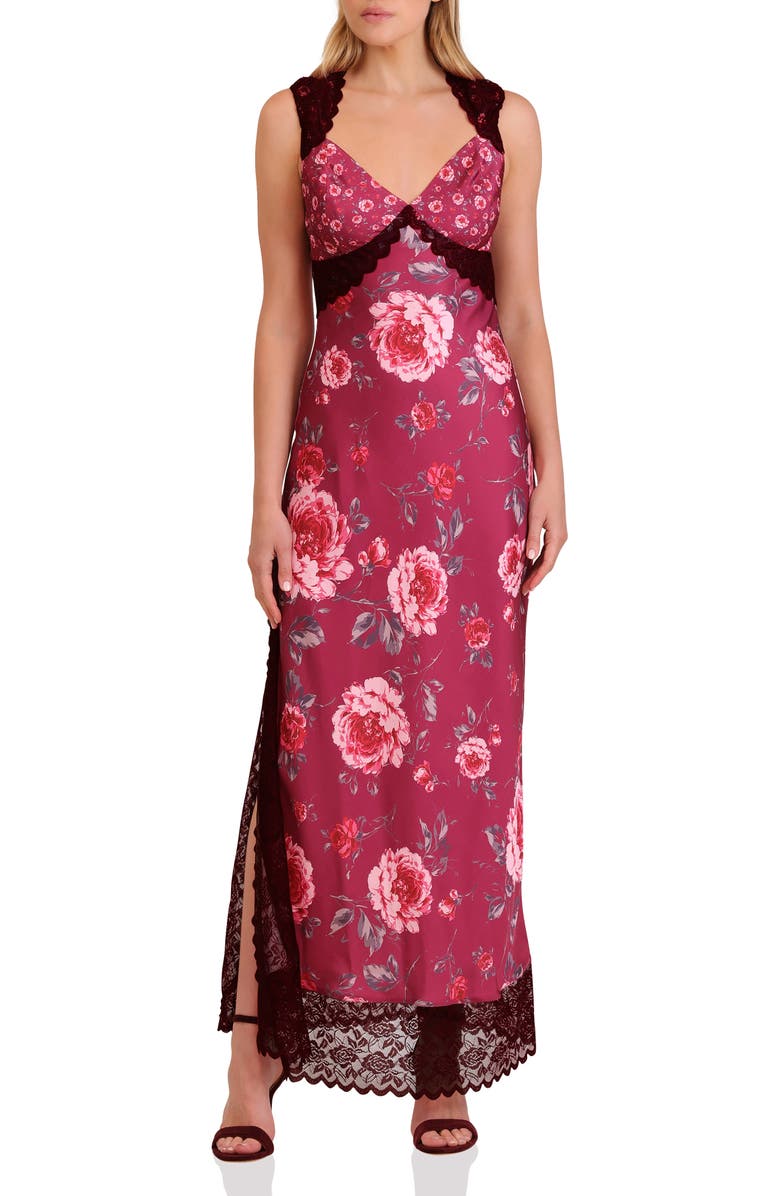 Avec Les Filles Bias Cut Lace Trim Slipdress, Main, color, Pink Peony