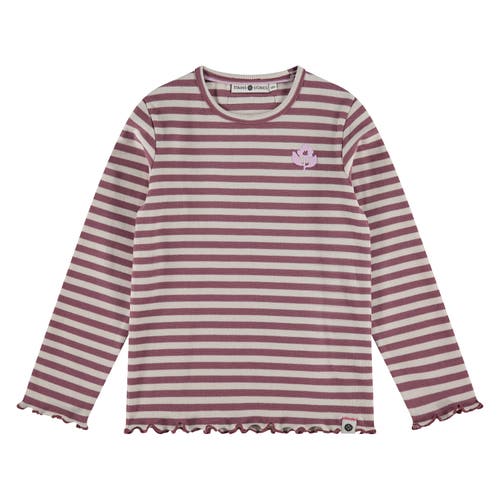 Stains And Stories By Babyface Lettuce Edge Ribbed Long Sleeve Shirt In Multi