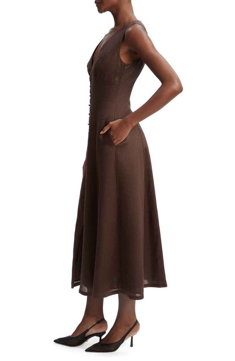 Bardot Cordelia Linen & Cotton Sleeveless Dress, Alternate, color, Chocolate