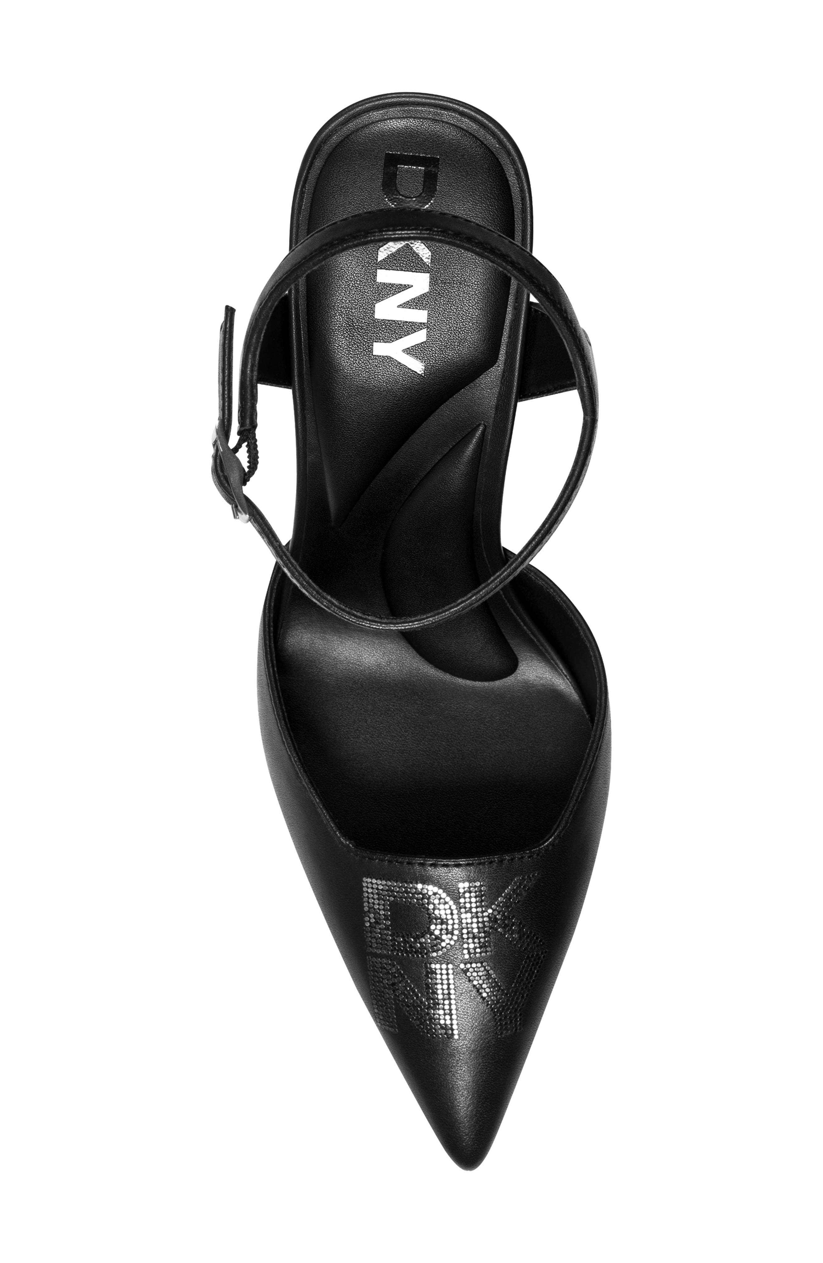 DKNY Ceana Stud Logo Pointed Toe Ankle Strap Pump, Alternate, color, 