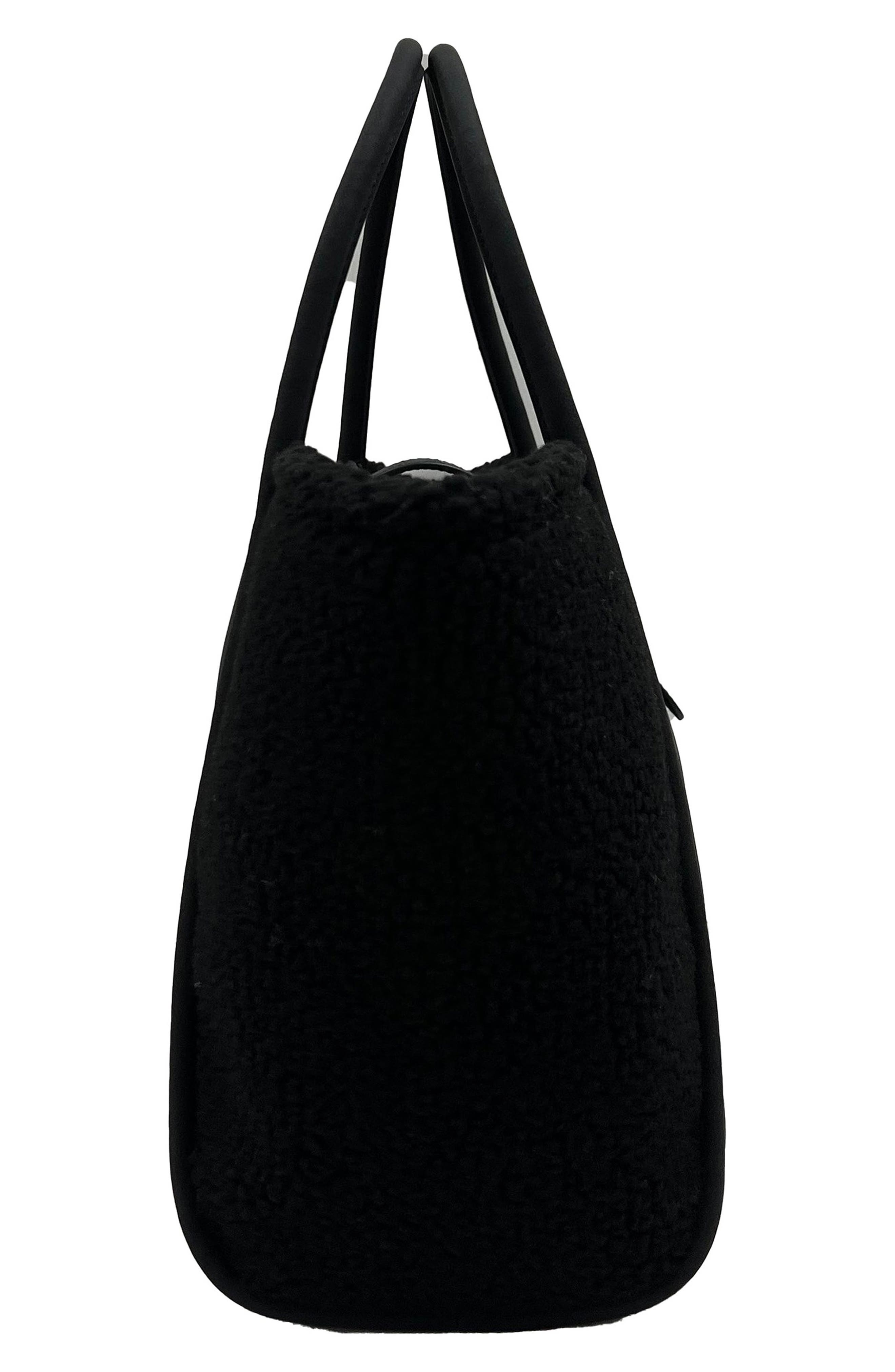 Jelavu Faux Suede & Faux Shearling Tote, Alternate, color, Black