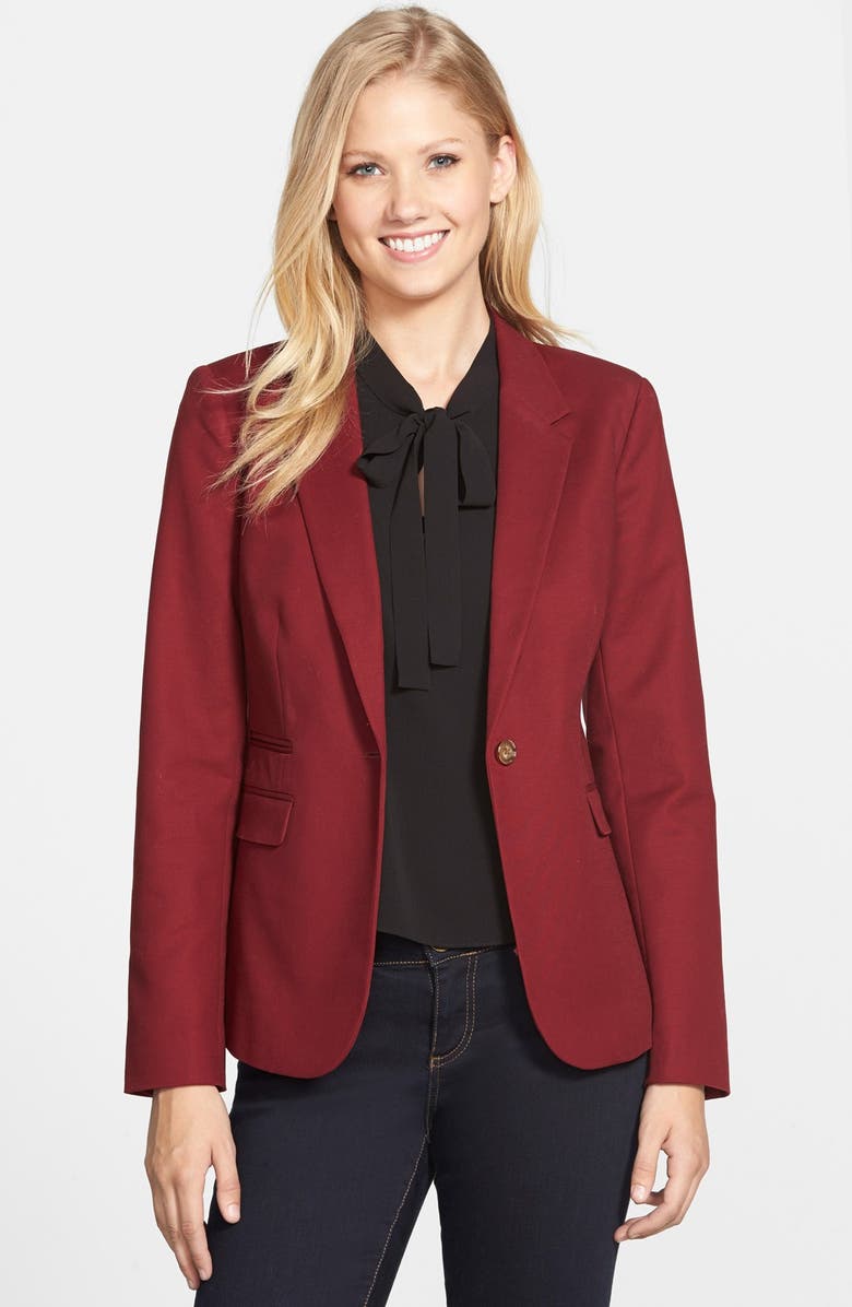 Vince Camuto Stretch Cotton One-Button Blazer, Main, color, 