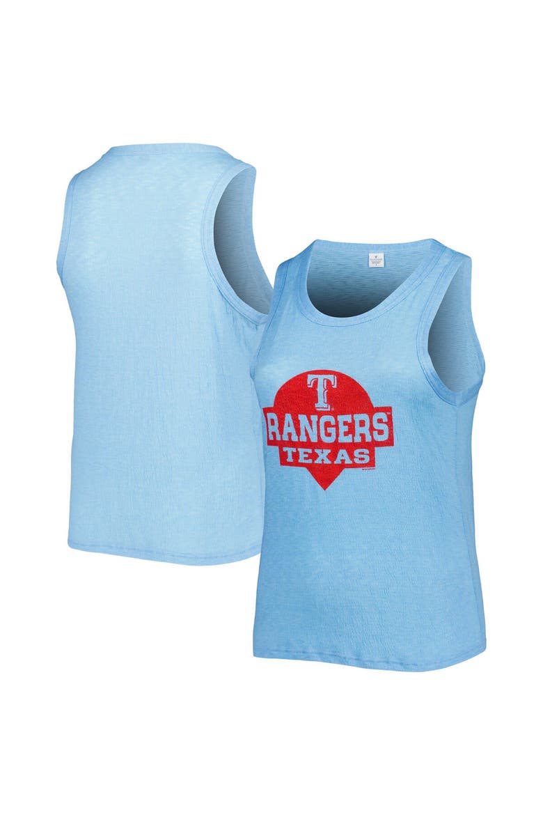 Women's Soft as a Grape Royal Texas Rangers Plus Size High Neck Tri-Blend Tank Top, Main, color, Royal