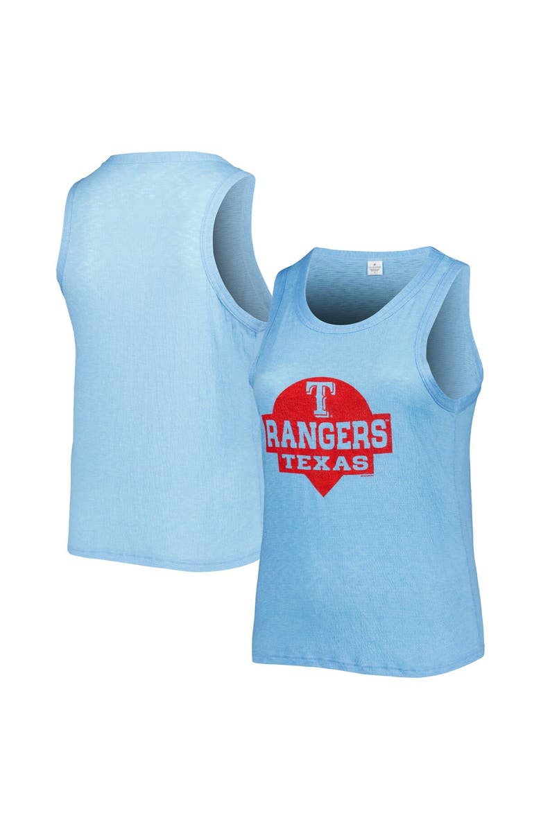 SOFT AS A GRAPE Women's Soft as a Grape Royal Texas Rangers Plus Size High Neck Tri-Blend Tank Top, Main, color, Royal