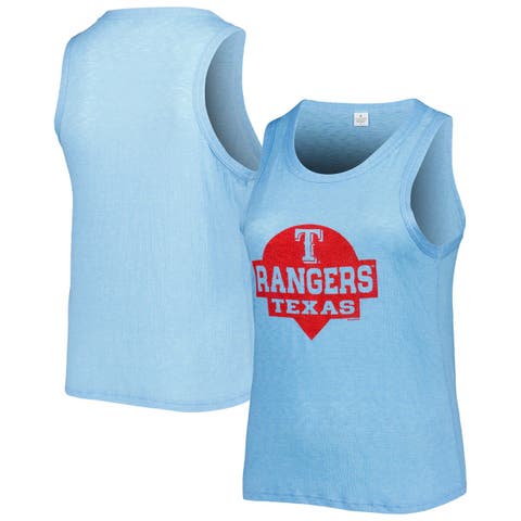 Women's Soft as a Grape Royal Texas Rangers Plus Size High Neck Tri-Blend Tank Top