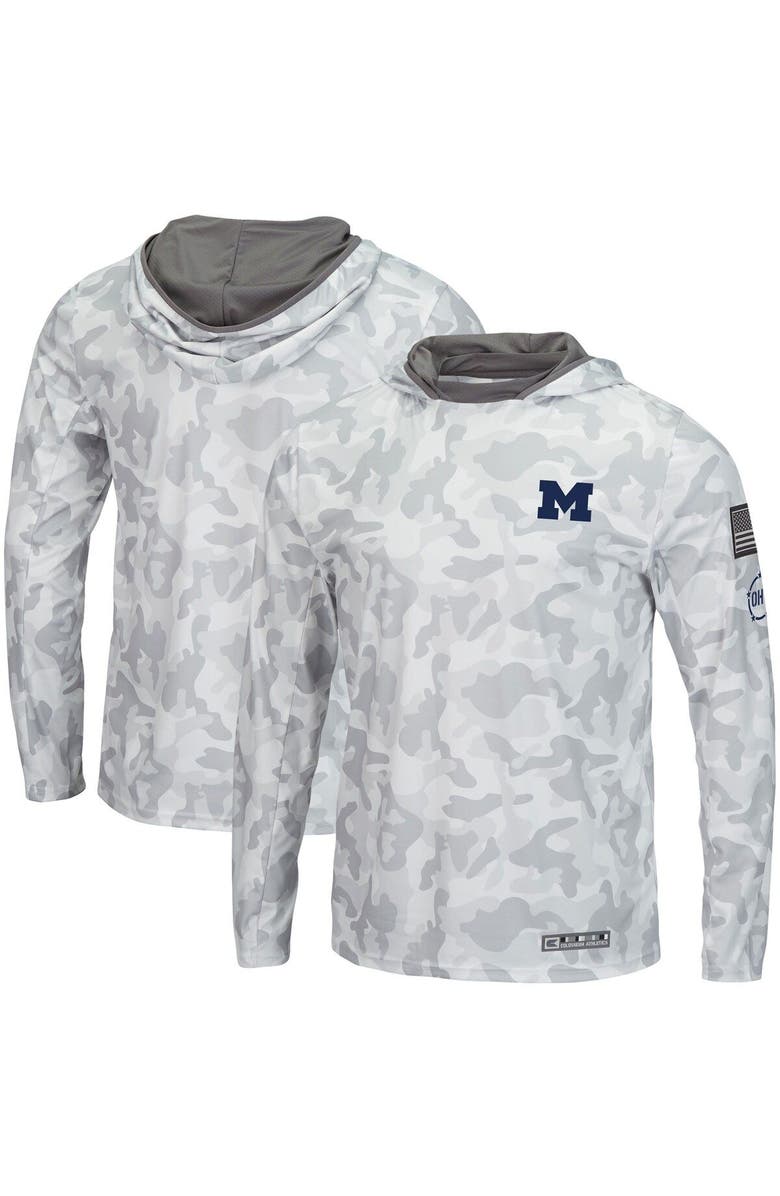 COLOSSEUM Men's Colosseum Arctic Camo Michigan Wolverines OHT Military Appreciation Long Sleeve Hoodie Top, Main, color, Arctic Camo