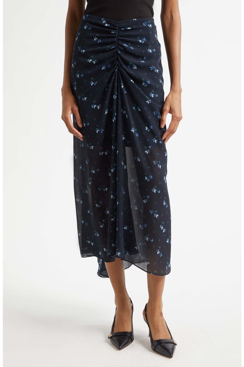 Limani Ruched Midi Skirt, Main, color, BLUE/ BLACK MULTI