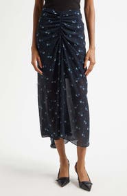Veronica Beard Limani Ruched Midi Skirt