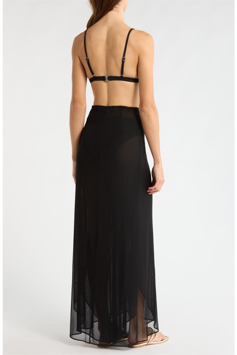 Floral Tie Waist Wide Leg Cover-Up Pants, Alternate, color, BLACK SOLID