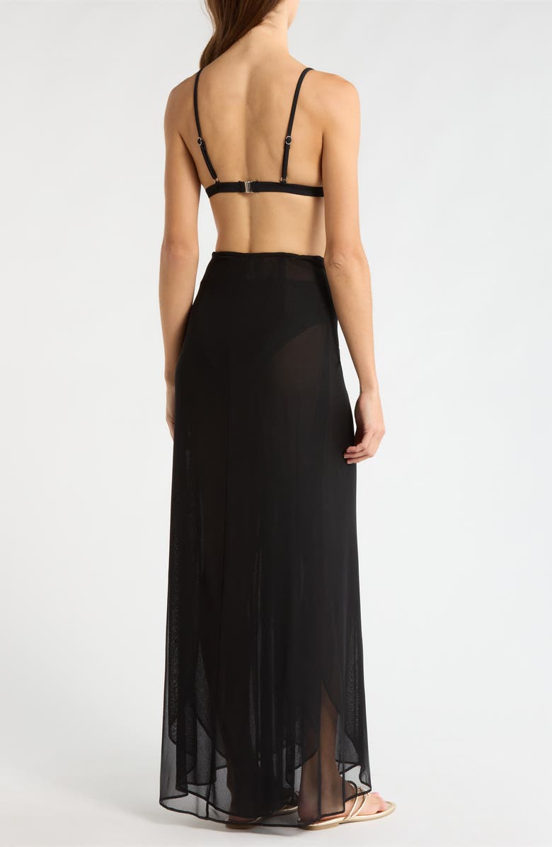 Hutch Floral Tie Waist Wide Leg Cover-Up Pants, Alternate, color, Black Solid