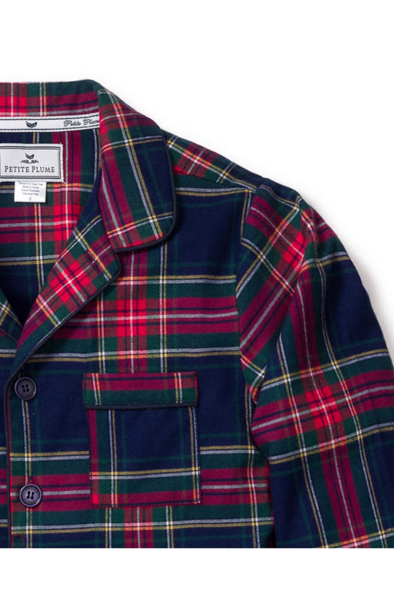 Petite Plume Kids' Windsor Tartan Plaid Two-Piece Pajamas, Alternate, color, Navy