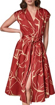 Donna Karan New York Abstract Print Stretch Cotton Midi Dress